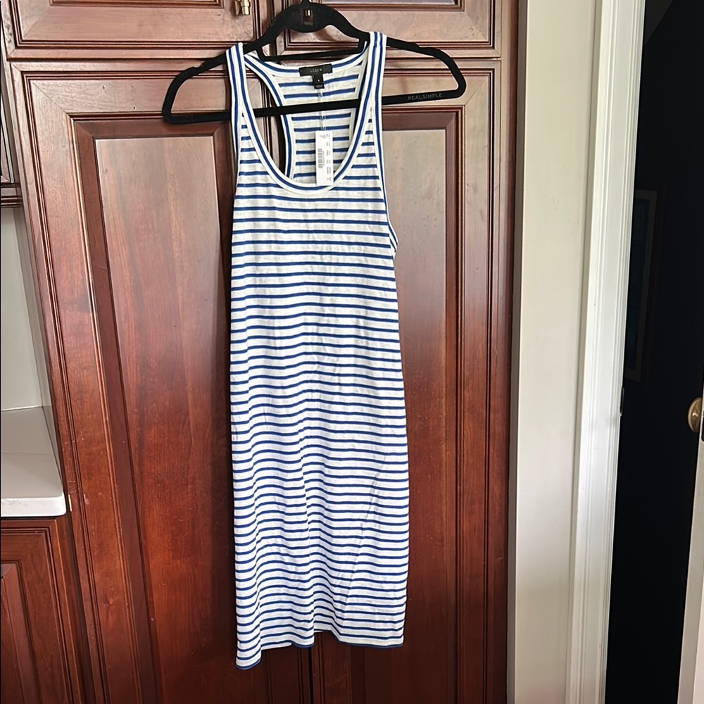 J. Crew Nautical Blue and White Striped Dress